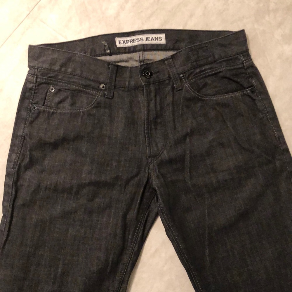 Express Men's Slim Fit Straight Leg 5 Pockets Black Jeans Size 32X34 - Picture 5 of 12